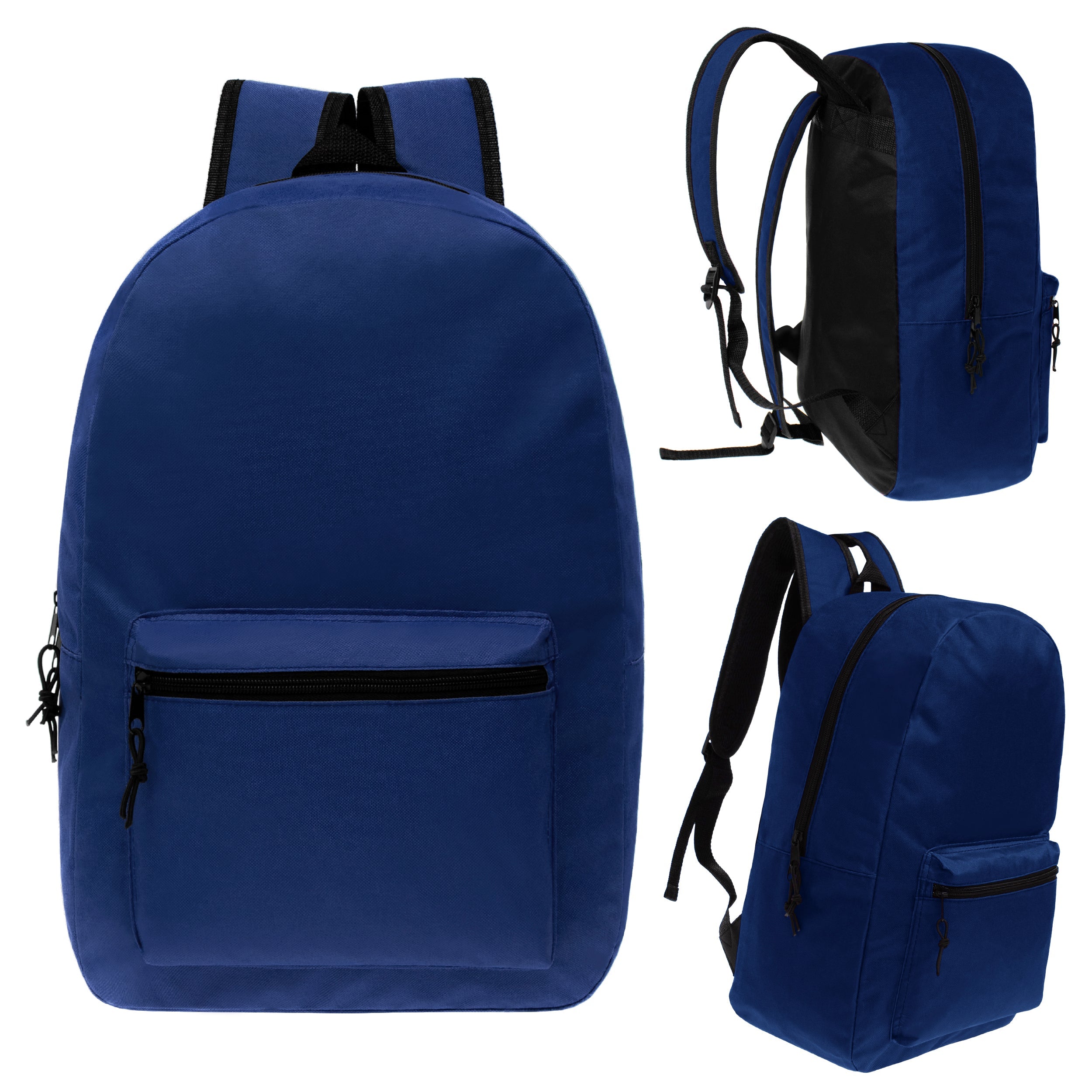 17" Kids Basic Wholesale Backpack in Navy - Bulk Case of 24 Backpacks