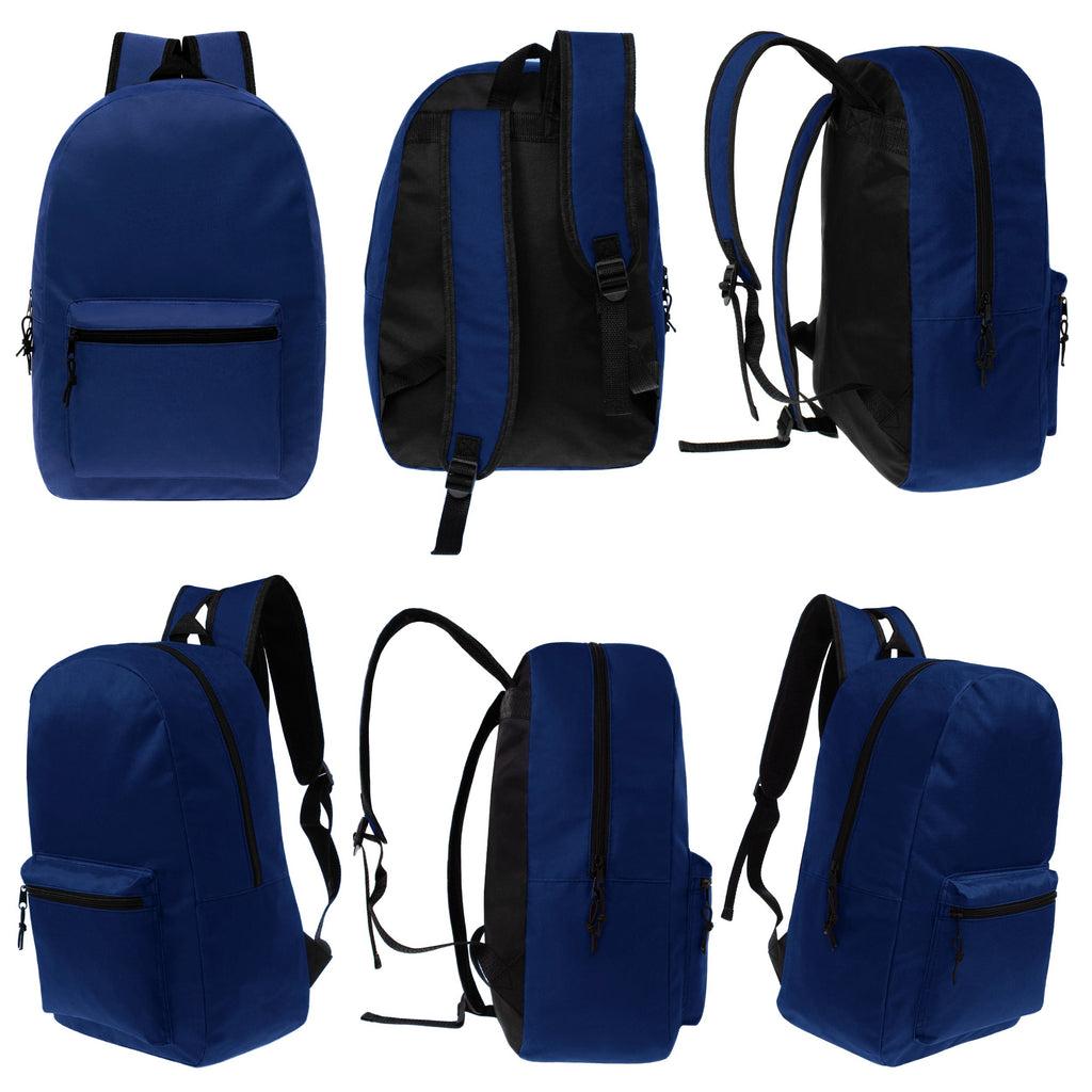 17" Kids Basic Wholesale Backpack in Navy - Bulk Case of 24 Backpacks