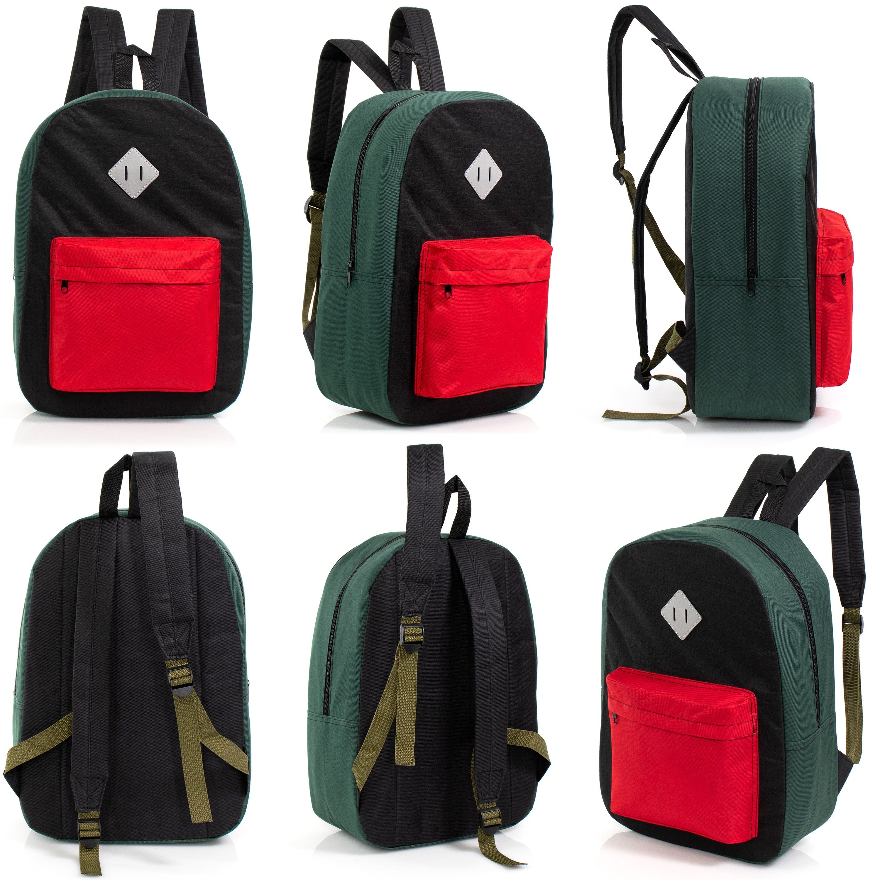 12 Wholesale 17" Padded Backpacks in Random Prints & 12 Bulk School Supply Kits of Your Choice