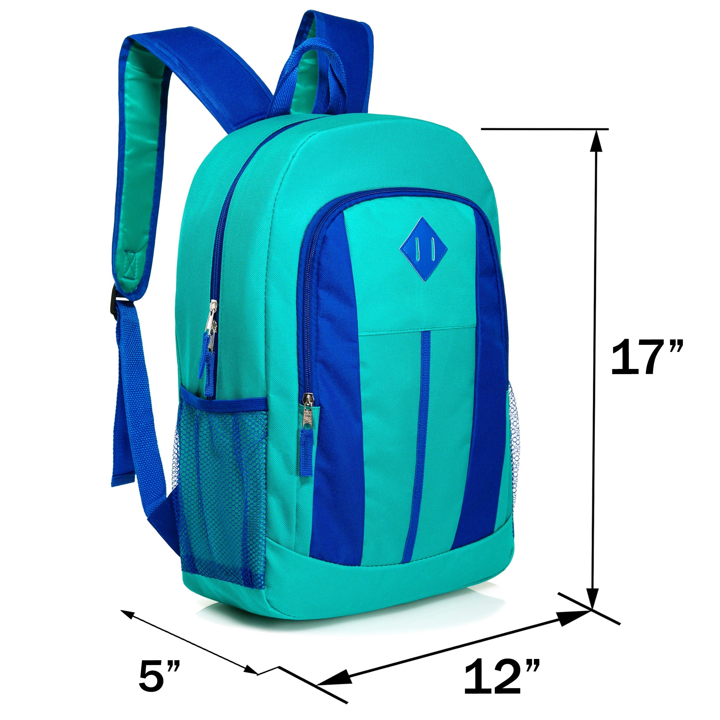 17" Bulk Backpacks for Boys and Girls In 6 Assorted Colors - Wholesale Case Of 24 Backpacks