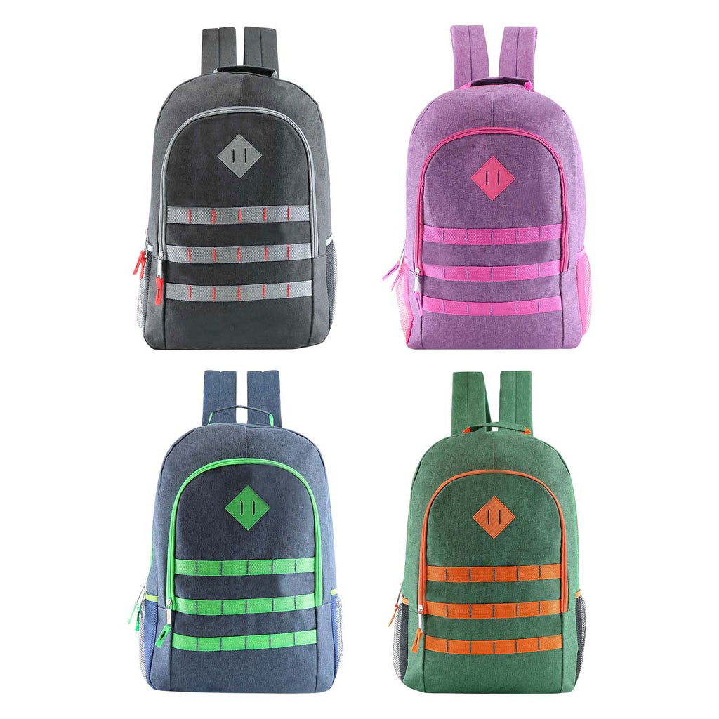 12 Deluxe Wholesale 19" Backpacks in Assorted Colors and 12 Bulk School Supply Kits of Your Choice