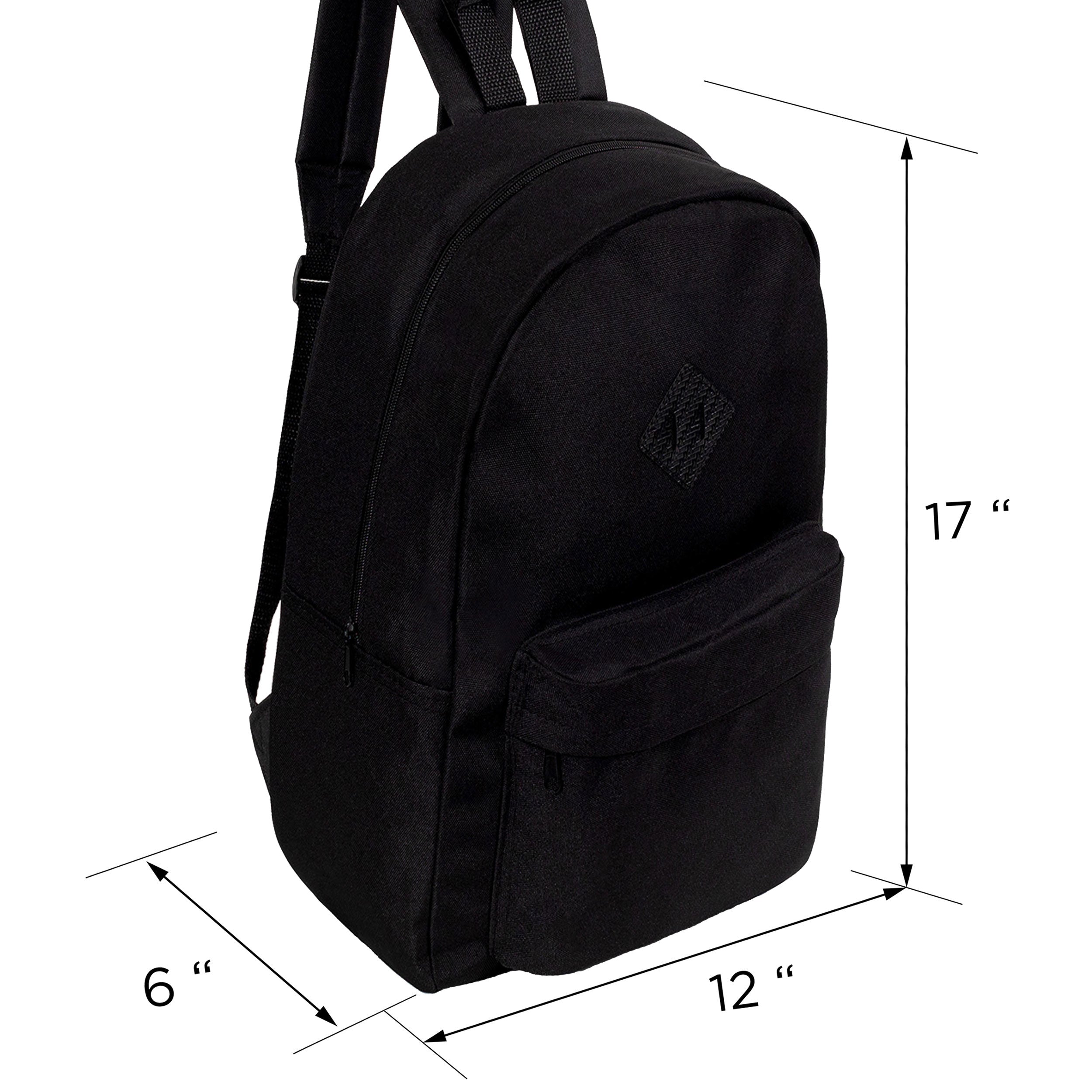 17" Kids Wholesale Backpacks in Black with a Padded Back  - Bulk Case of 24 Bookbags