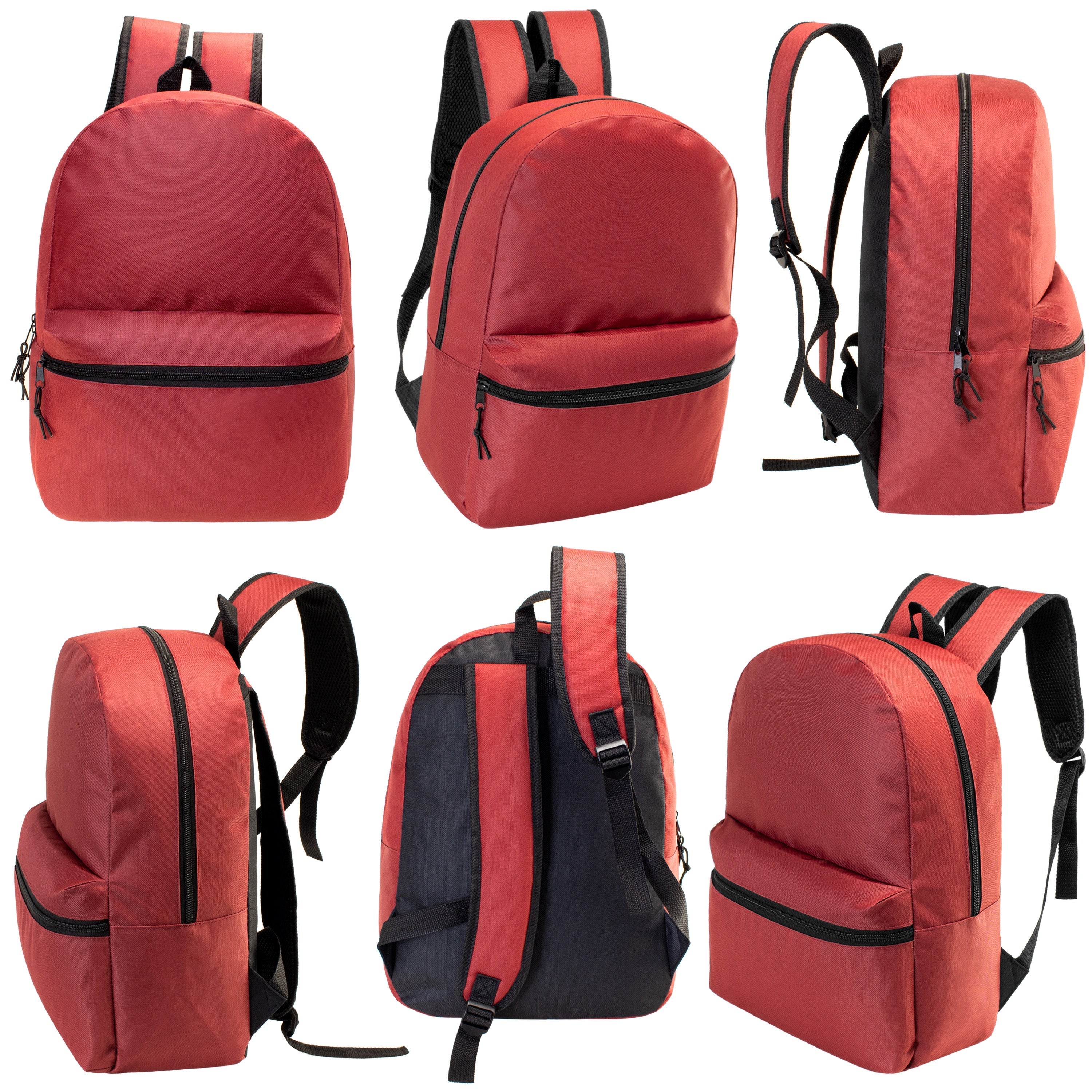 15" Kids Basic Wholesale Backpack in 12 Colors- Bulk Case of 24