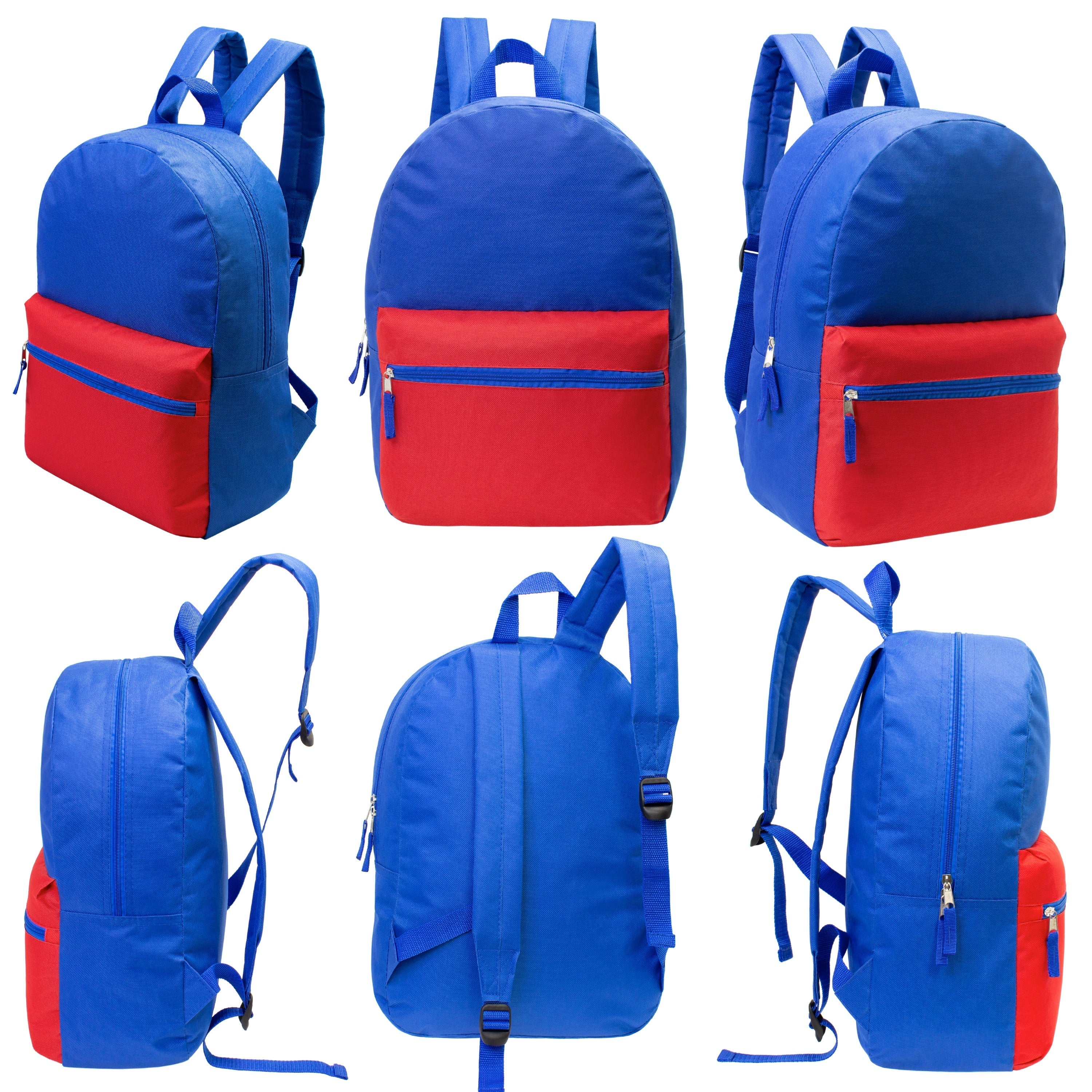 12 Multi Color Kids Basic Backpacks in Assorted Colors & 12 Bulk School Supply Kits of Your Choice
