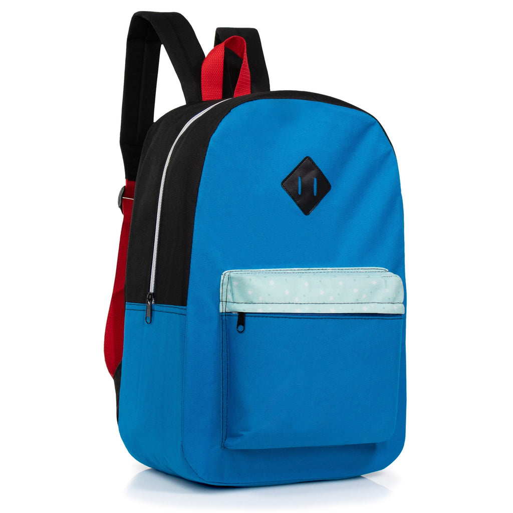 17” Diamond Patch Bulk Backpacks in 8 Colors with a Padded Back – Bulk Case of 24 Bookbags