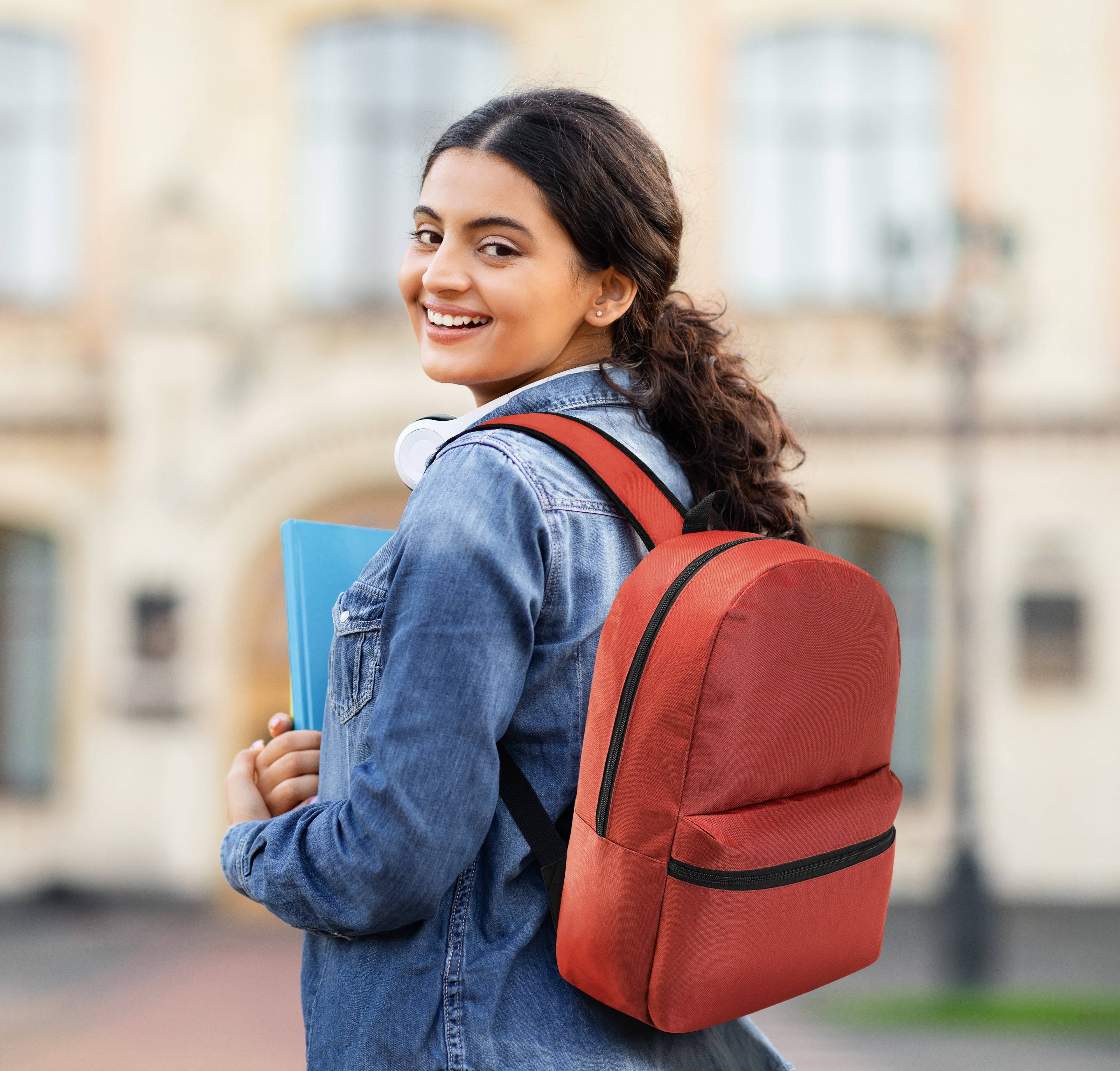 15" Kids Basic Wholesale Backpack in 12 Colors- Bulk Case of 24