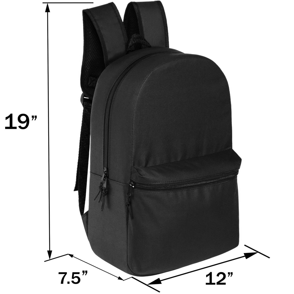 18.5" Basic Wholesale Backpack in 12 Colors - Bulk Case of 24
