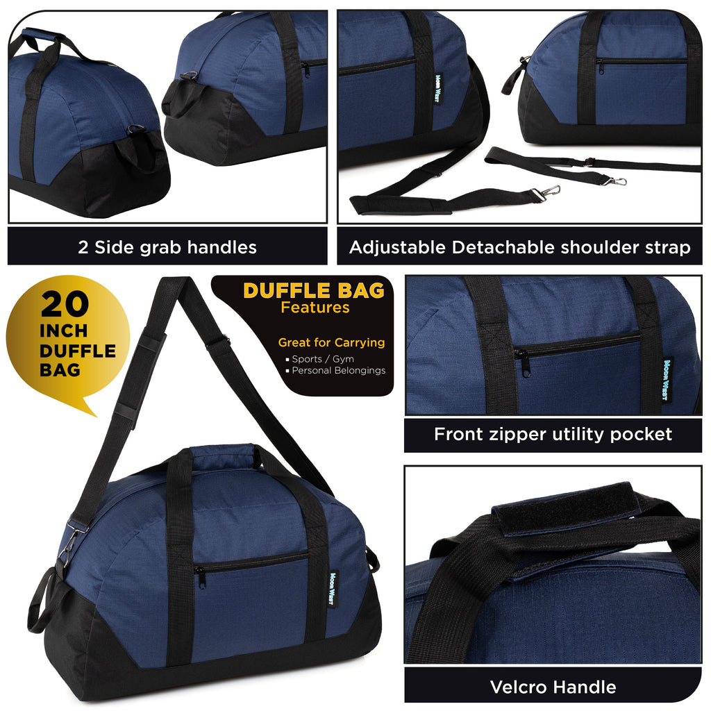 20" Wholesale Duffle Bag in 5 Colors with a Removable Strap - Bulk Case of 24