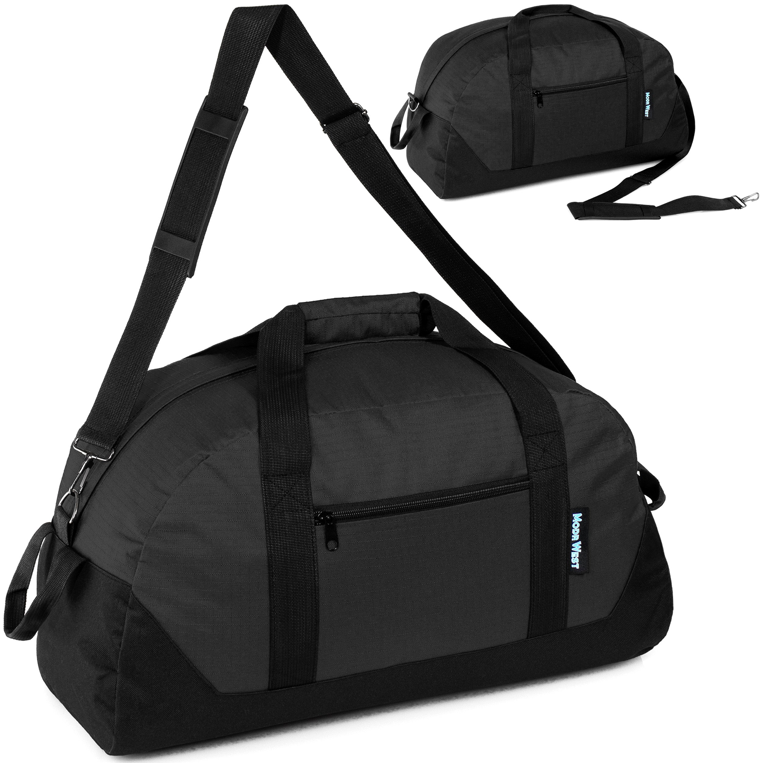 20" Wholesale Duffle Bag in Black with a Removable Strap  - Bulk Case of 24