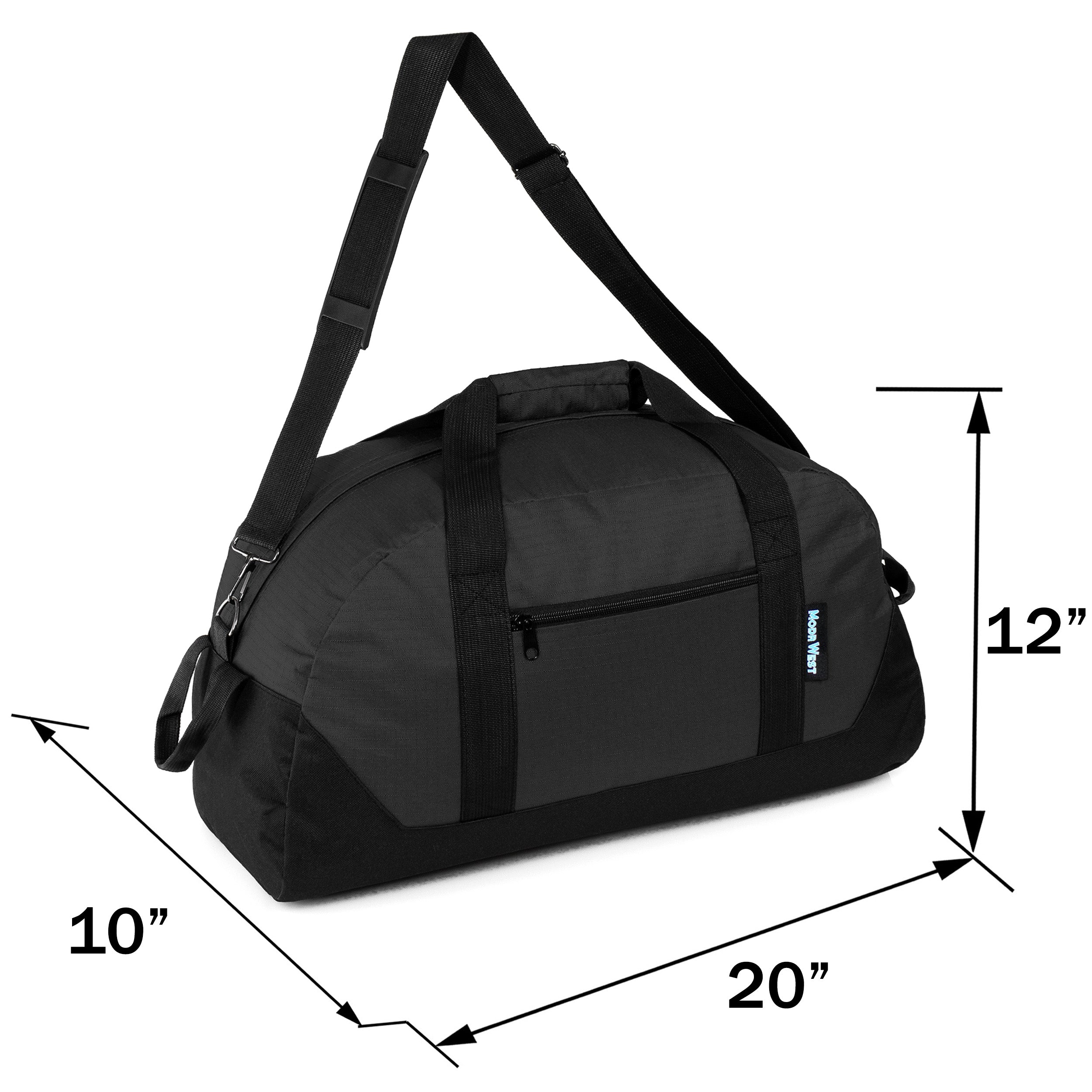20" Wholesale Duffle Bag in Black with a Removable Strap  - Bulk Case of 24