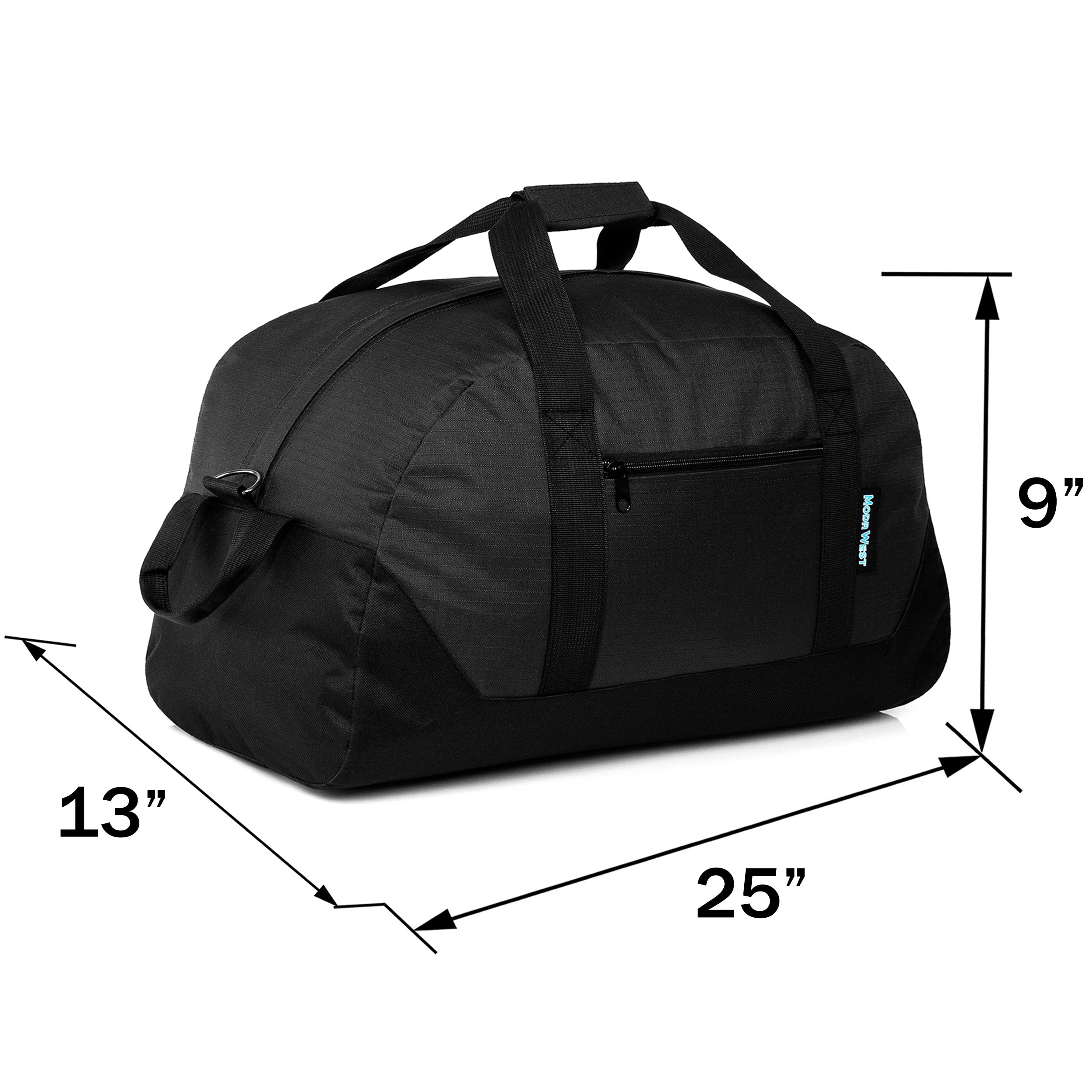 25" Wholesale Black Duffle Bag with a Removable Strap  - Bulk Case of 12 Duffels