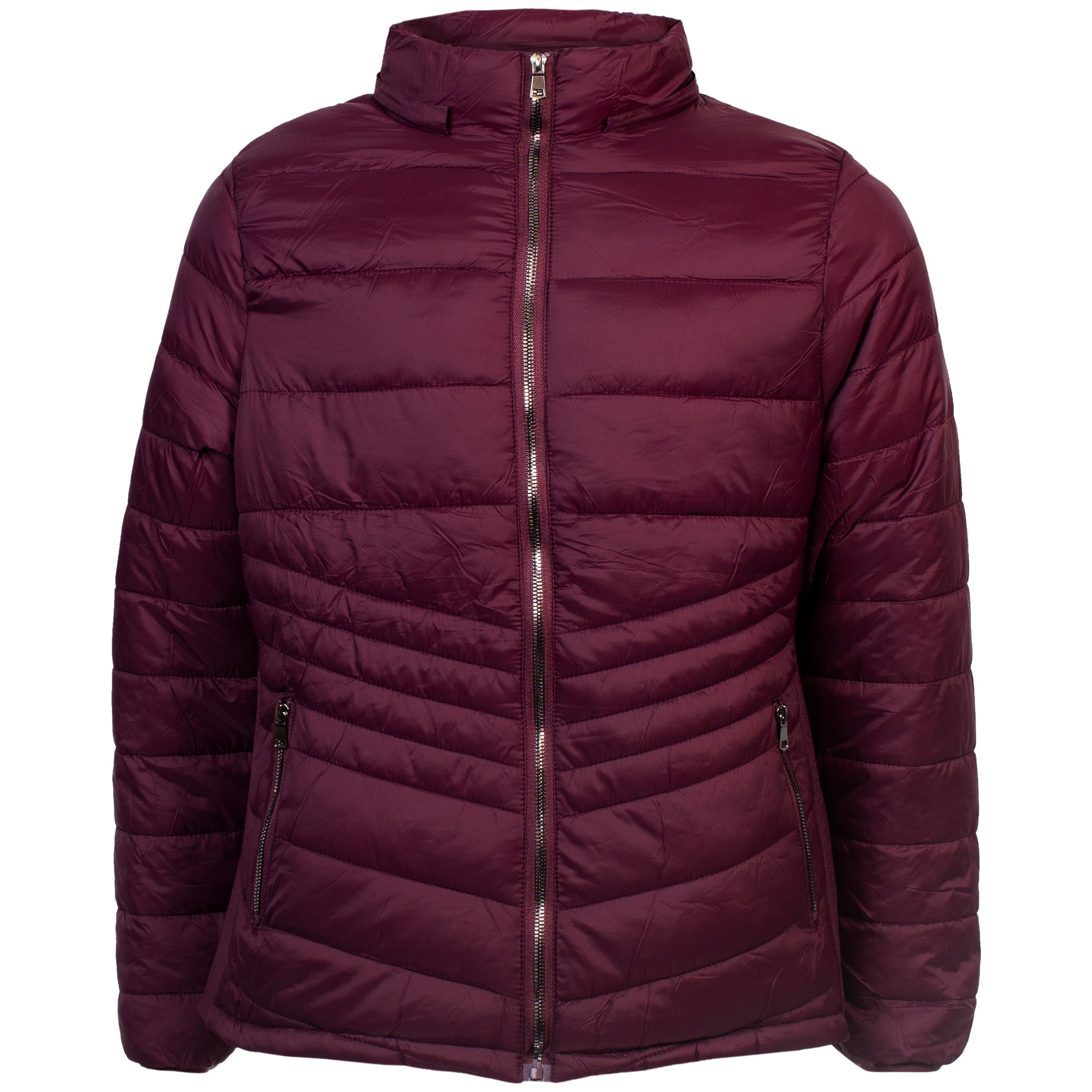 Women's Wine Soft Puffer Wholesale Coats in Assorted Plus Sizes - Bulk Case of 12 Jackets