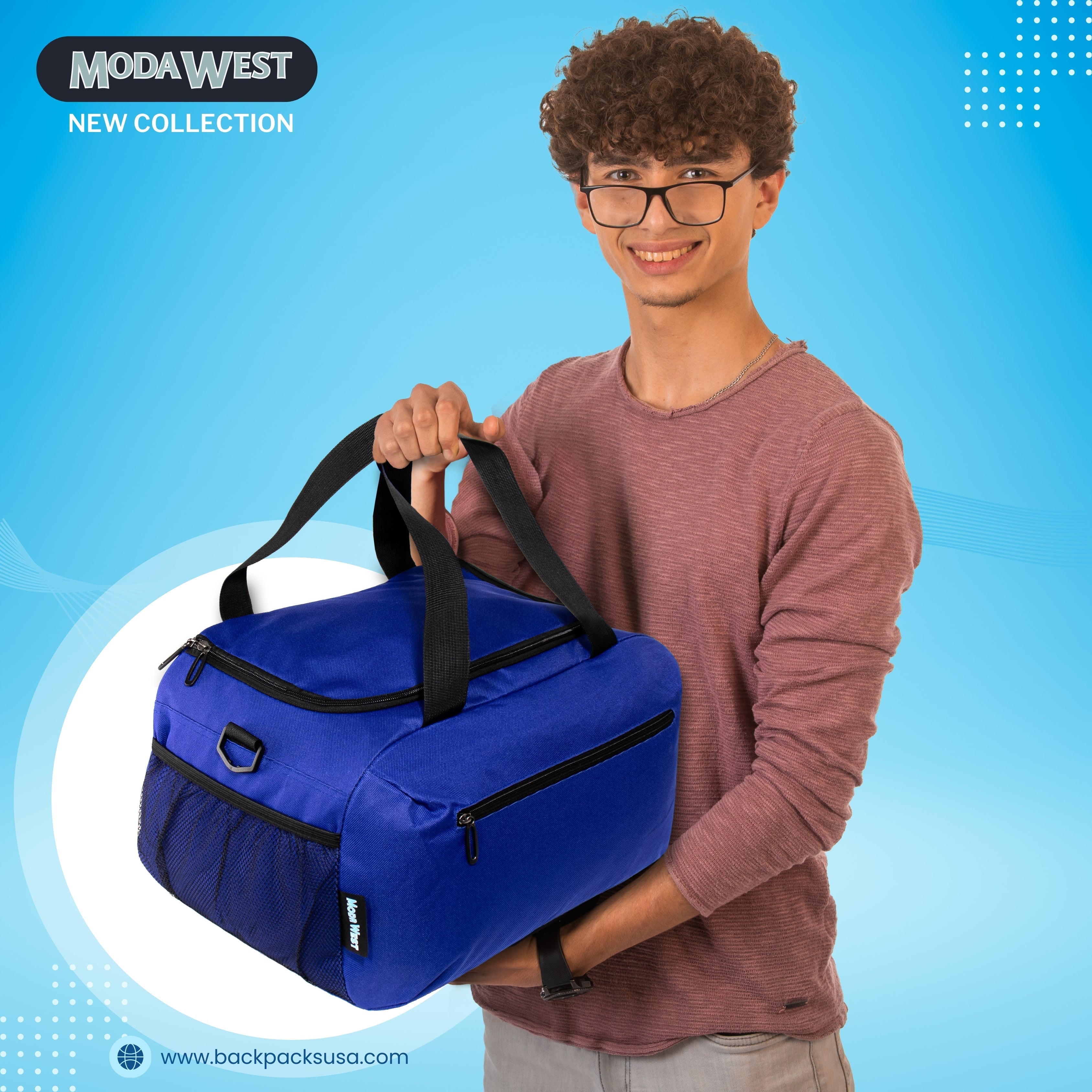 18" Wholesale Duffle Bag in 5 Assorted Colors with 2 Compartments - Bulk Case of 24