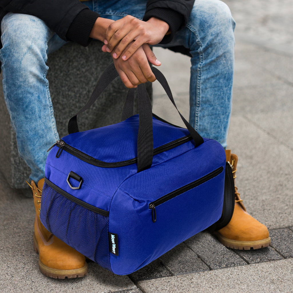 18" Wholesale Duffle Bag in 5 Assorted Colors with 2 Compartments - Bulk Case of 24