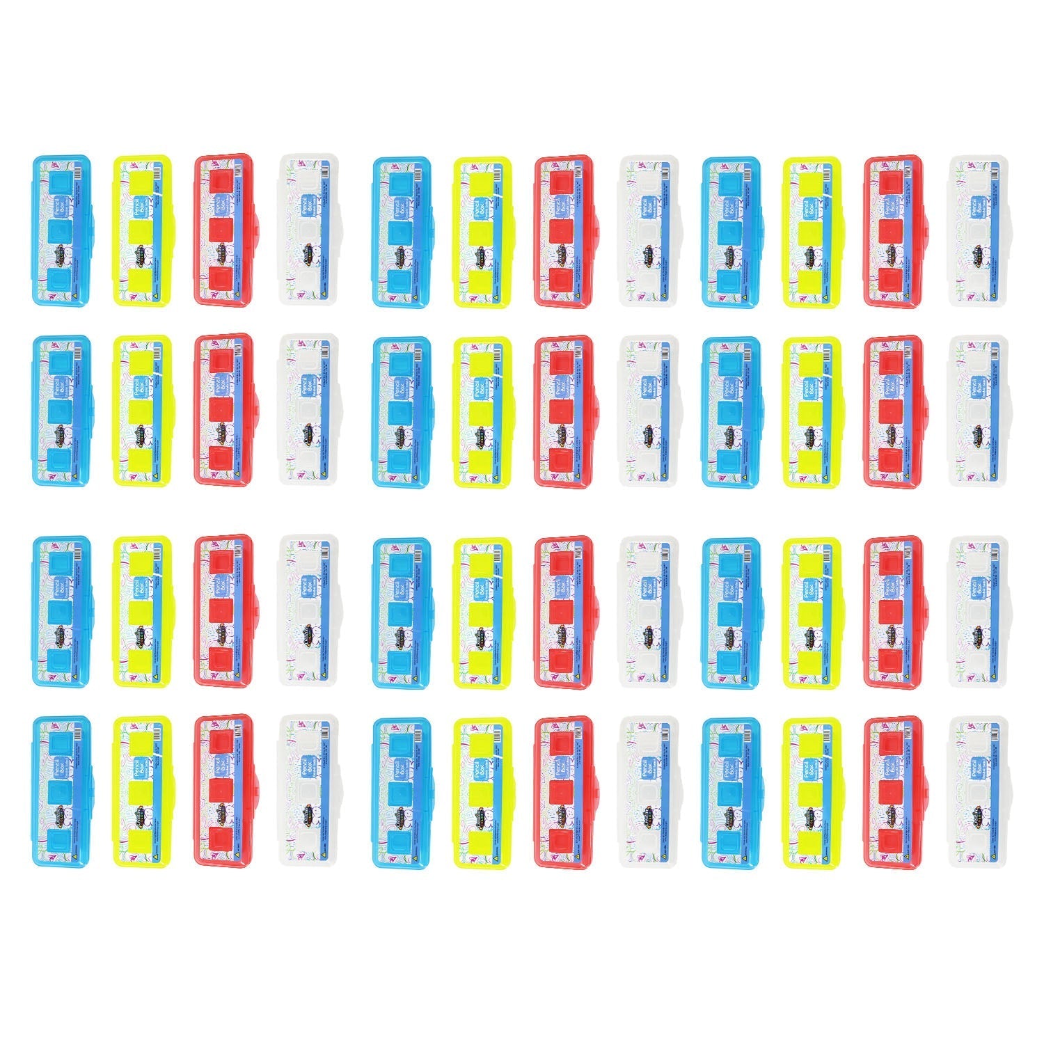Assorted Color Pencil Boxes - Bulk School Supplies Wholesale Case of 48 Pencil Boxes