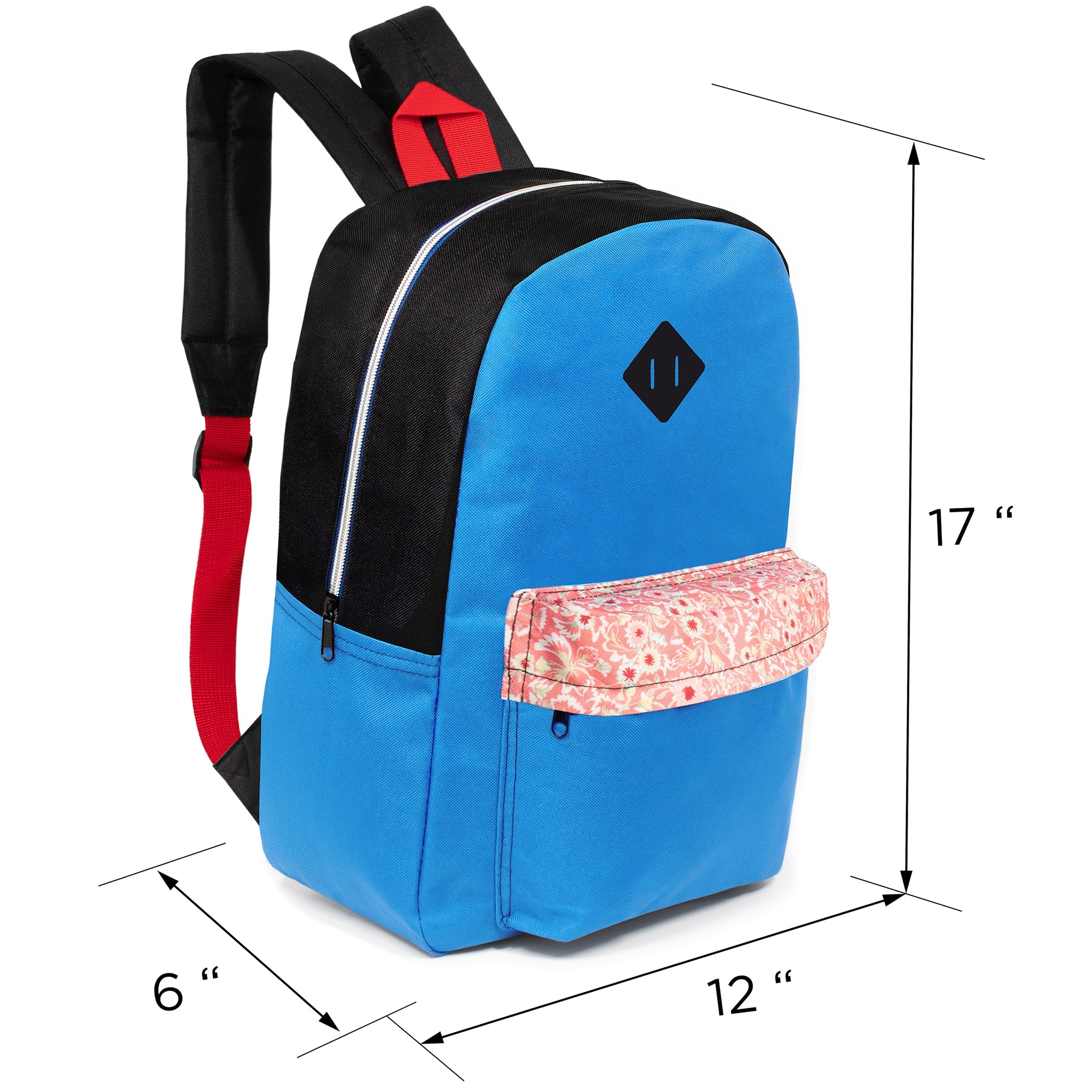 12 Wholesale 17" Padded Backpacks in Random Prints & 12 Bulk School Supply Kits of Your Choice