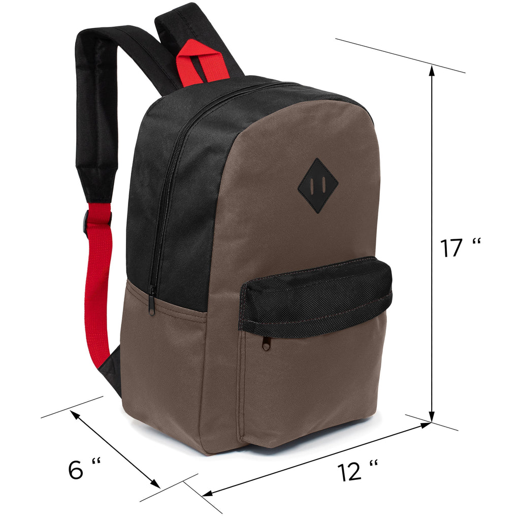 17” Kids Wholesale Backpack in 8 Colors | Padded Back & Diamond Patch – Bulk Case of 24