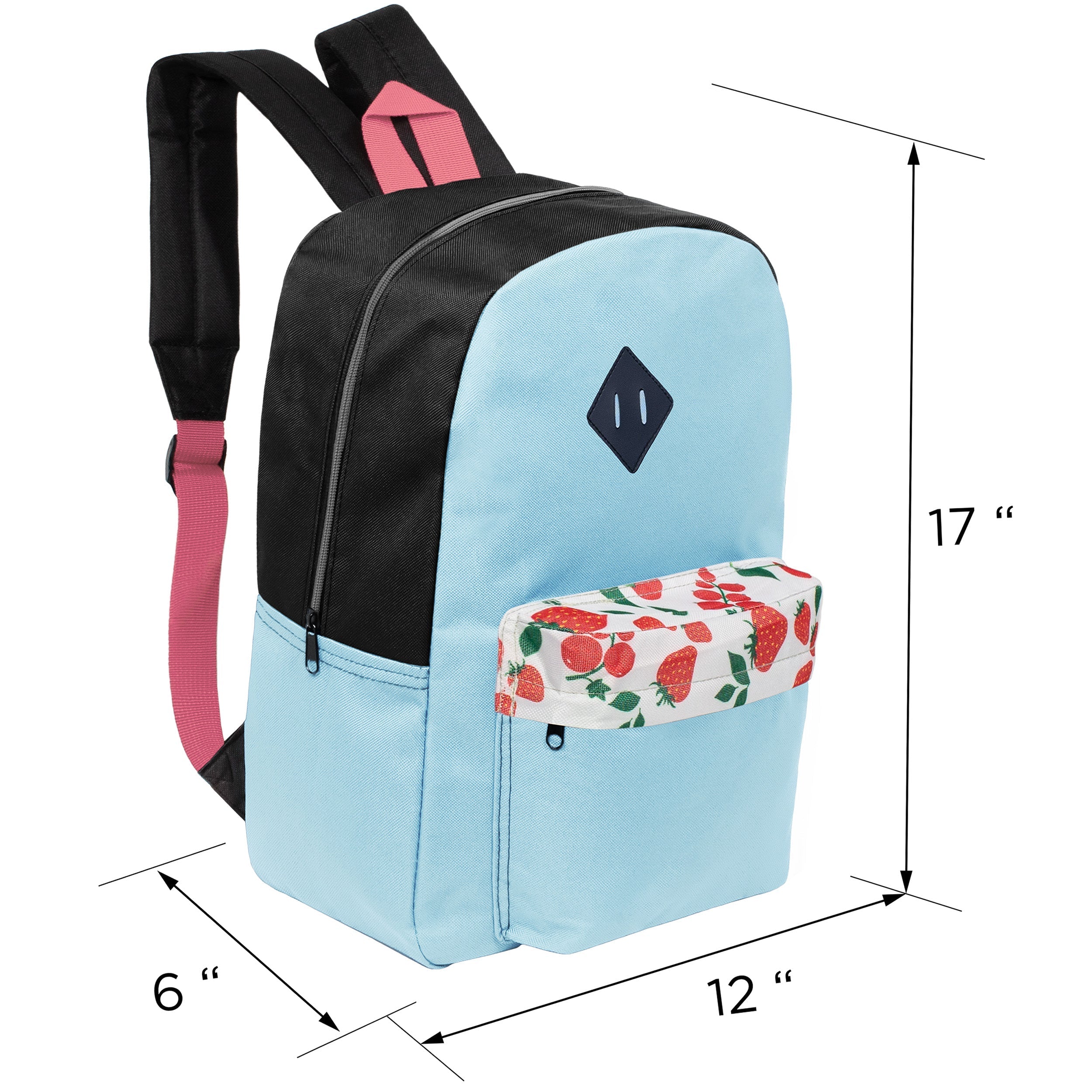17" Kids Wholesale Backpacks in Assorted Prints & Colors with a Padded Back - Bulk Case of 24 Bookbags