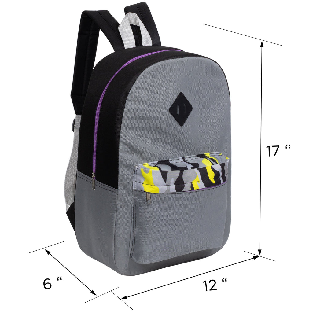 12 Wholesale 17" Padded Backpacks in 3 Random Prints & 12 Bulk School Supply Kits of Your Choice