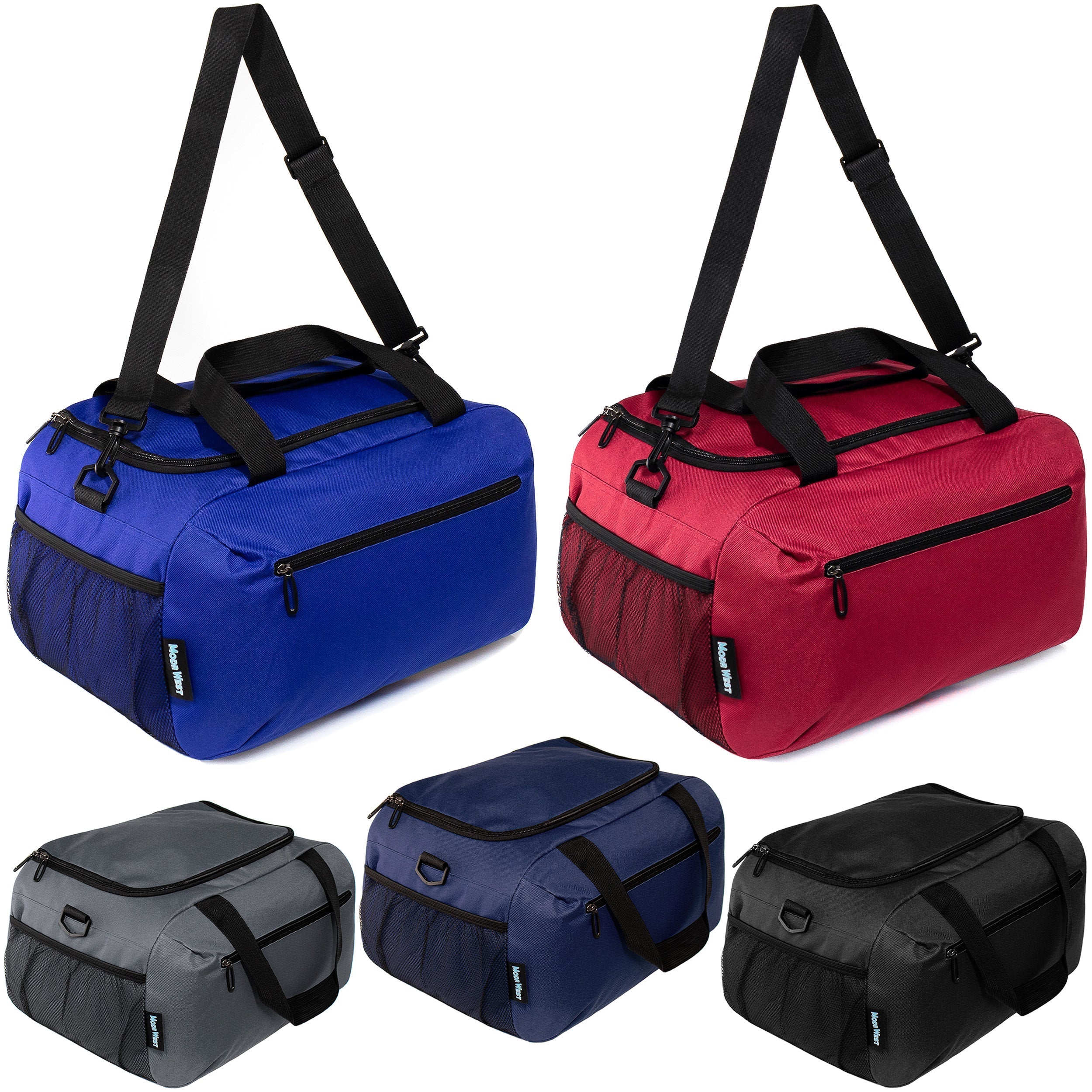18" Wholesale Duffle Bag in 5 Assorted Colors with 2 Compartments - Bulk Case of 24