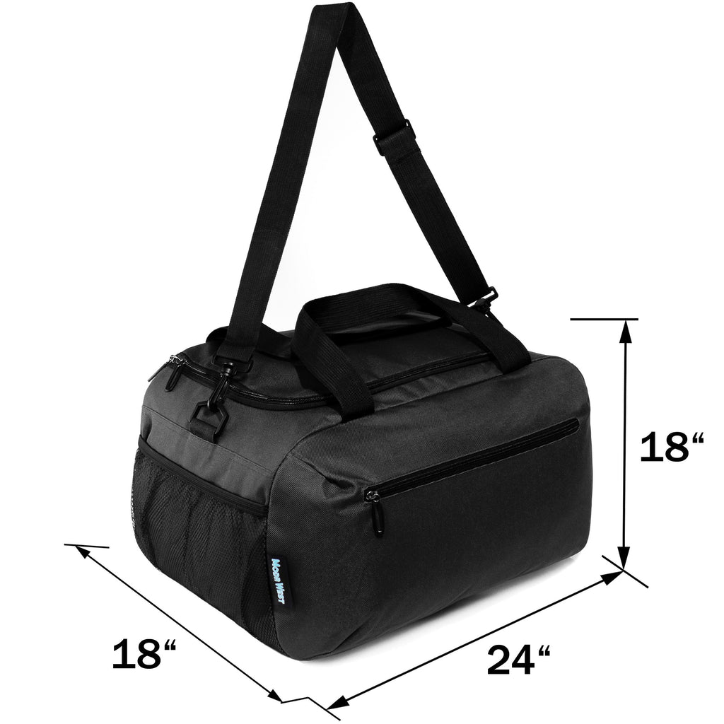 24" Wholesale Black Duffel Bags in Black - Bulk Case of 12 Black Duffles