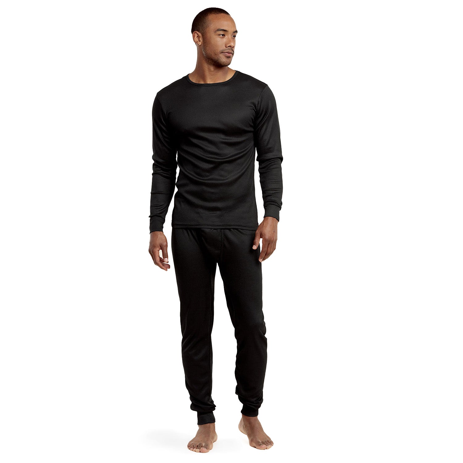 Men's Black Winter Thermal Underwear Set Assorted Sizes - Bulk Case of 24