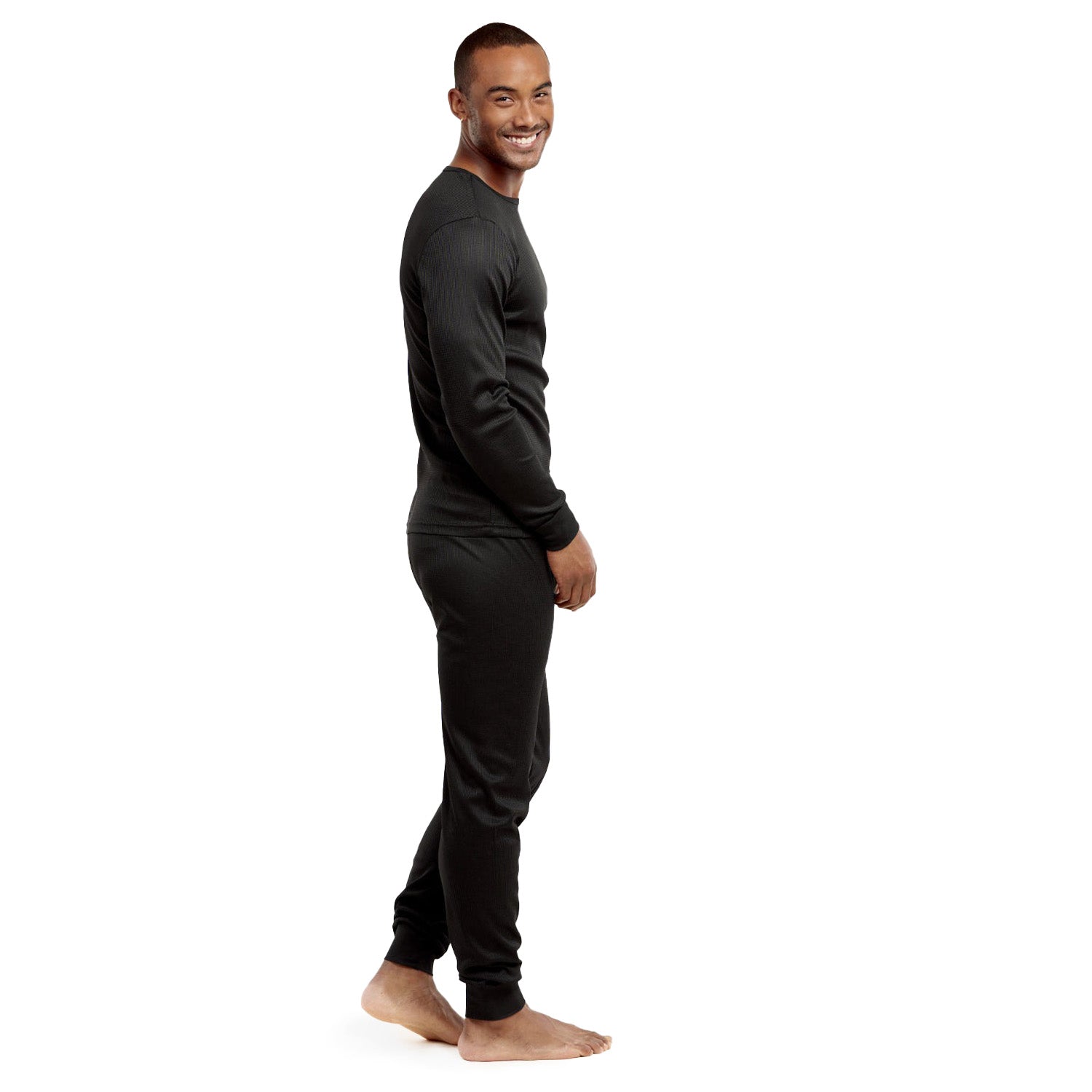 Men's Black Winter Thermal Underwear Set Assorted Sizes - Bulk Case of 24