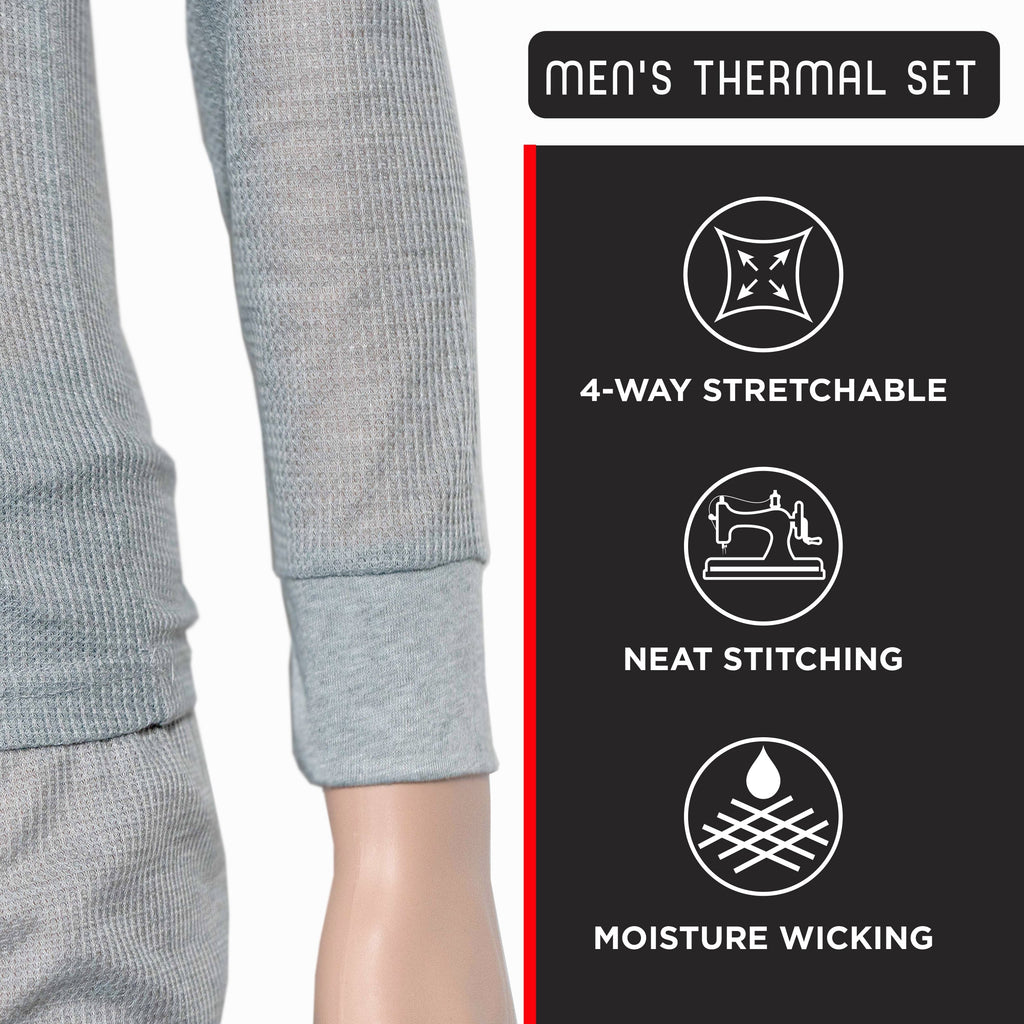 Men's Gray Winter Thermal Underwear Set Assorted Sizes - Bulk Case of 24