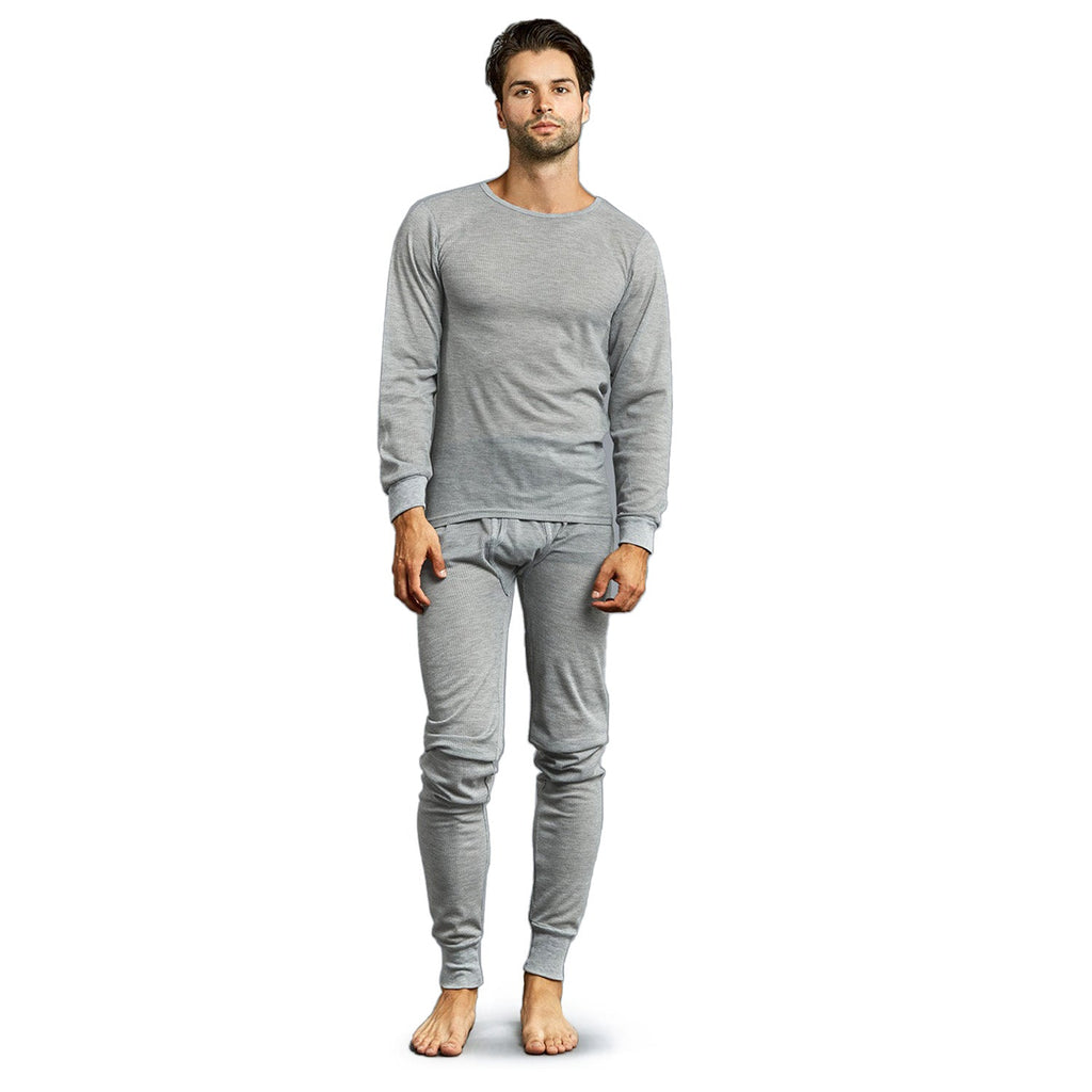 Men's Gray Winter Thermal Underwear Set Assorted Sizes - Bulk Case of 24
