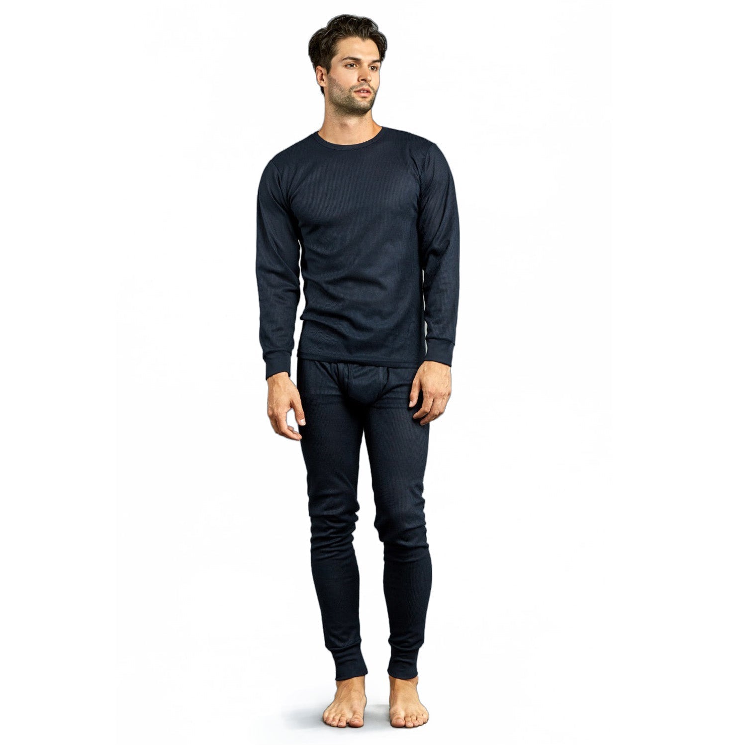 Men's Navy Winter Thermal Underwear Set Assorted Sizes - Bulk Case of 24
