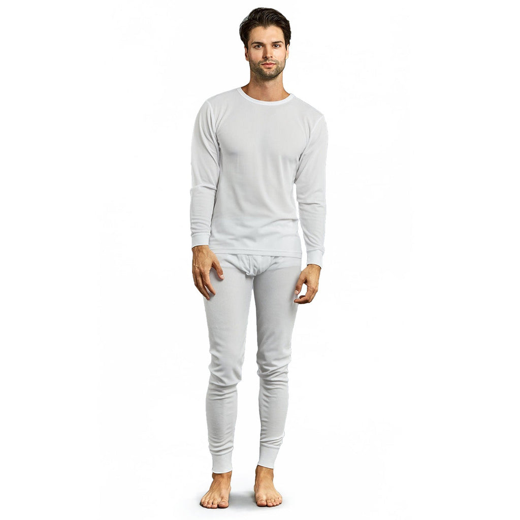 Men's White Winter Thermal Underwear Set Assorted Sizes - Bulk Case of 24