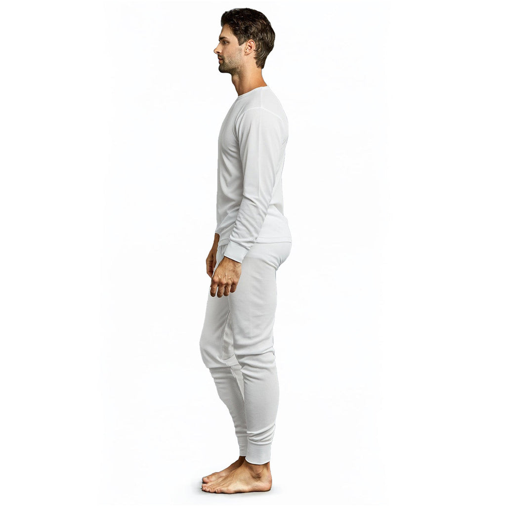 Men's White Winter Thermal Underwear Set Assorted Sizes - Bulk Case of 24