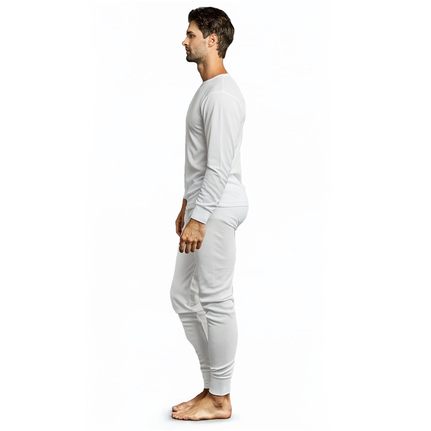 Men's White Winter Thermal Underwear Set Assorted Sizes - Bulk Case of 24