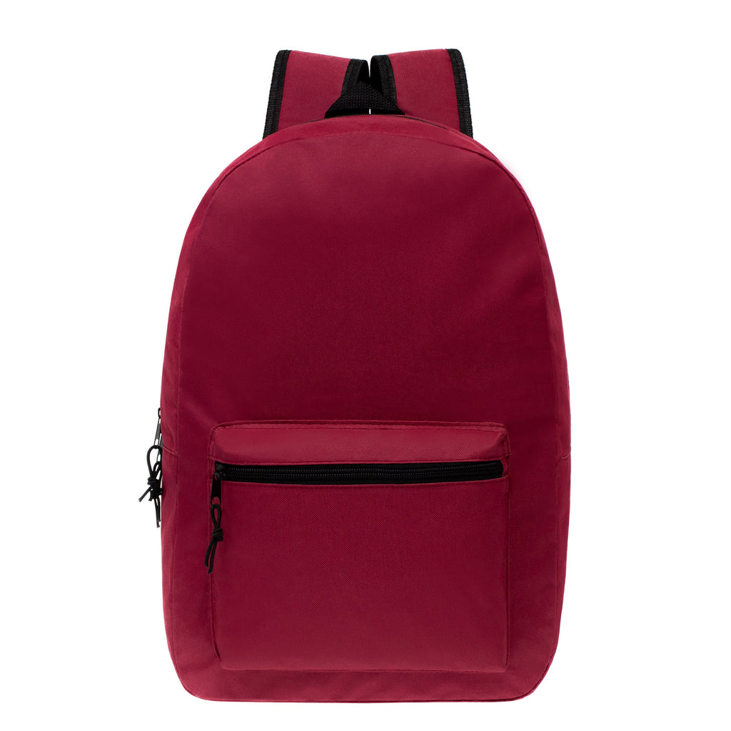 17" Kids Basic Wholesale Backpack in Dark Red - Bulk Case of 24 Backpacks